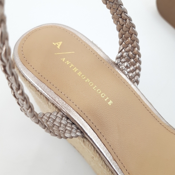 Anthropologie | Woven Strap Wedge Raffia Heels, Sandals in Champagne - Picture 11 of 12